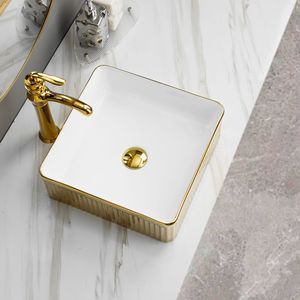 Bassin d'art en céramique transfrontalier pour le commerce extérieur Évier de style asiatique du sud-est avec bassin de table de toilette galvanoplastie or argent - Product Image 5