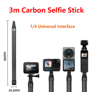 Cámara de acción de fibra de carbono de 3m, <span class=keywords><strong>palo</strong></span> de Selfie <span class=keywords><strong>Invisible</strong></span> largo escalable con interfaz Universal 1/4 para Insta360 X5 DJI <span class=keywords><strong>Gopro</strong></span> - Product Image 3