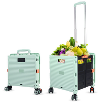 Chariot de courses pliable portable en plastique à quatre roues avec personnalisation OEM, chariot de rangement pour outils