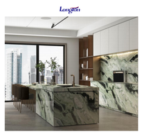 Marbre serpentin chinois élégant shangri-la jade vert marbre naturel poli hôtel comptoir intérieur dosseret