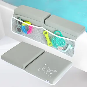 Bath kneeler mat soft back with pocket can be fixed anti-slip and anti-cool can store place toiletries can be used by infants