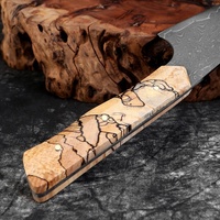 Couteau Gyuto Japonais de 5 Pouces, Tranchant comme un Rasoir, en Acier Damas à Manche Intégral, Couteau Utilitaire, Éplucheur de Fruits, Manche en Bois Tressé, Couteau de Cuisine Domestique