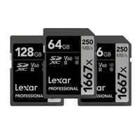Carte SD authentique Lexar 1667X en promotion, 64 Go, 128 Go, 256 Go, carte mémoire SDXC UHS-II U3, carte flash 3D, vitesse maximale de 250 Mo/s pour caméra vidéo 4K