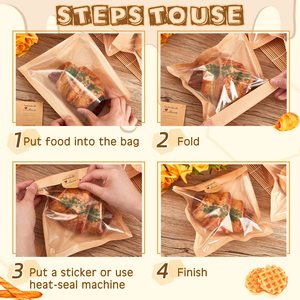 Sandwich xà phòng bao bì phân hủy sinh học giấy kraft chống dầu mỡ trắng đơn <span class=keywords><strong>Cookie</strong></span> Túi nướng phẳng với cửa sổ - Product Image 4