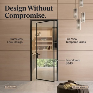 Design francese moderno con struttura stretta in alluminio <span class=keywords><strong>porta</strong></span> a battente in vetro per interni cucina camera da letto esterno Patio bagno Mesh - Product Image 5