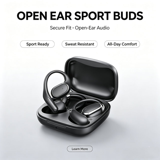 OWS Open-Ear AI Translation Earbuds Wireless for 5.4 Real-Time 200+ Languages App Control MP3 Play ENC Noise Reduction.