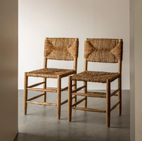 Chaises Chaise de salle à manger en bois massif Chaise de comptoir de bar en rotin tissé Herbe naturelle traditionnelle Rotin Loisirs Meubles de maison Moderne