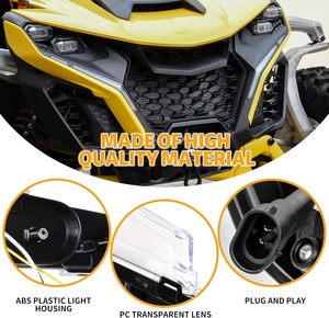 Éclairage tout-terrain Accessoires de feux de signalisation ATV Feux de virage séquentiels blancs DRL et jaunes pour Can-Am <span class=keywords><strong>Maverick</strong></span> R - Product Image 4
