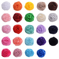 3.5cm Tissu Satin Roulé Roses Cheveux Accessoires pour Enfants Filles Femmes