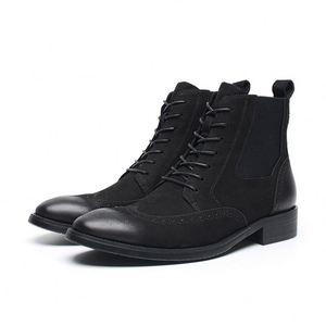 Winter New Ankle for <b>Boots</b> for <b>Men</b> Waterproof Leather <b>Boots</b> Workwear Style Top-grade Cowhide Trendy <b>Grey</b> - Product Image 1