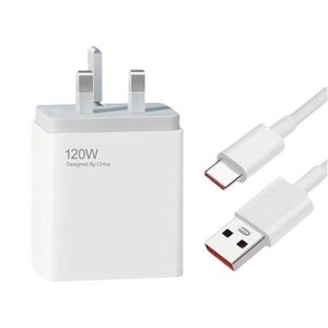 US/EU/UK <b>Socket</b> Phone Charger 120W Type C Cable Fast Charging <b>USB</b> Wall Charger Block - Product Image 2