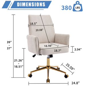 Modern Mid-back Liftable Swivel Office <b>Chair</b> Striped Fabric Cushion Back Ergonomically Excellent Choice for Working Studying - Product Image 3