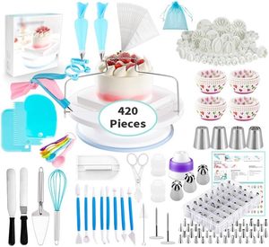 420 Pieces <b>Baking</b> Pastry <b>Accessories</b> Tools Set Plastic Stainless Steel Icing Piping Nozzles Tips Supplies Cake Decoration Kit - Product Image 1