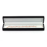 Boîte à bijoux en bois laqué noir sur mesure, longue, avec charnière, doublure en velours, pour collier, bracelet, emballage de bijoux