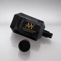 Flacon de parfum noir à facettes géométriques, marque privée, avec bouchon noir, luxe, 30ml 50ml 100ml, emballage en verre vide pour spray de Cologne
