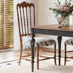 Mesa de comedor, francesa, madera maciza, rectangular, estilo de mediana edad, mesa de comedor y juego de sillas, mesa de comedor retro de gama alta - Product Image 3