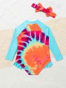 <span class=keywords><strong>Maillot</strong></span> <span class=keywords><strong>de</strong></span> <span class=keywords><strong>bain</strong></span> une <span class=keywords><strong>pièce</strong></span> à manches longues pour bébé fille, style fermeture éclair avec <span class=keywords><strong>bandeau</strong></span>, couleur contrastée, style mignon - Product Image 2