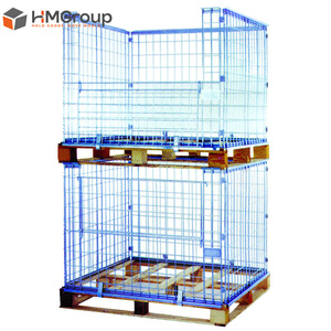 כלוב אחסון מתקפל ממתכת מגולוונת להובלה במחסן - Product Image 3