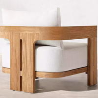 Ensemble de canapé de jardin en bois de teck pour villa de luxe, une place, moderne, écologique, durable, résistant à la rouille, imperméable