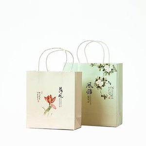 Vente en gros Sacs en papier cadeau shopping gaufrage fourre-tout art cadeau avec poignée Sacs <span class=keywords><strong>d</strong></span>'emballage en papier personnalisé imprimé fleur rose <span class=keywords><strong>pas</strong></span> <span class=keywords><strong>cher</strong></span> - Product Image 5