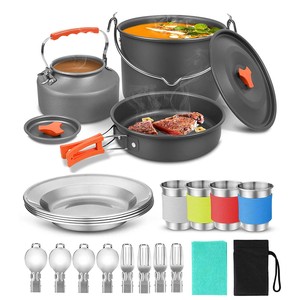<span class=keywords><strong>Set</strong></span> da Cucina Portatile in Alluminio Arancione per Esterni, Bollitore e Pentola Ultra-leggeri da 4L per 5-7 Persone, Ideale per Viaggi ed Escursioni - Product Image 3