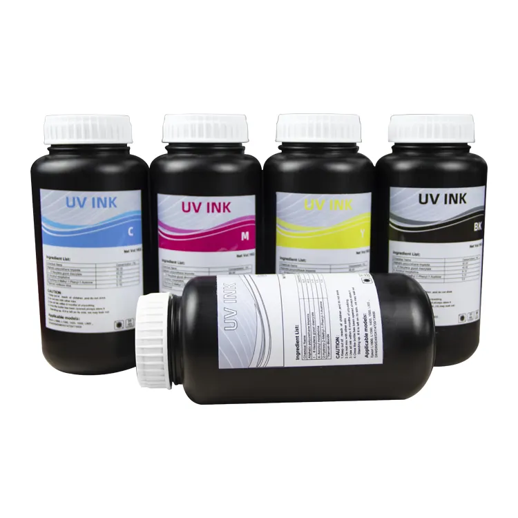 Alta qualidade melhor preço 1000ml uv pigmento tinta flexível uv tinta UV plana impressora tinta para impressão digital i3200 cymk