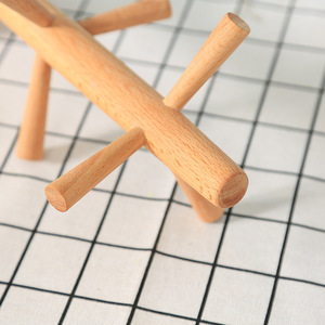 Porte-gobelets en bois de hêtre, petit support pour serviettes en papier de cuisine, organisateur de tasses à café pour salon - Product Image 4