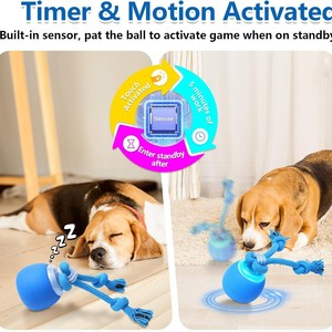 Jouet pour <span class=keywords><strong>chien</strong></span> en <span class=keywords><strong>plastique</strong></span> rechargeable interactif activé par le toucher, <span class=keywords><strong>balle</strong></span> en caoutchouc active qui roule pour les chiots et les chiens de taille moyenne - Product Image 3