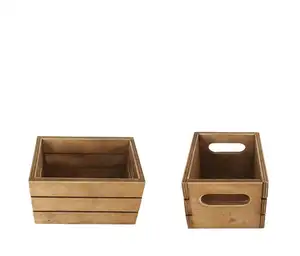 Wood storage box home with handle hole nature color Decoration mini size collection box on the desk wood box for sales gifts