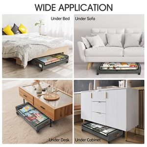 Kim Loại Ngăn Kéo Có Thể Gập Lại Dưới Giường Giày Hộp Tổ Chức Cán Dưới Giường Lưu Trữ Với Bánh Xe Túi Chân Không Cho Quần Áo Chăn - Product Image 6