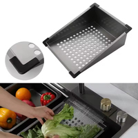 Évier de cuisine moderne de luxe en acier inoxydable simple ou double, évier de cuisine multifonctionnel en acier épaissi fait à la main