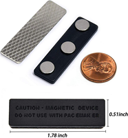 Aimants pour badges nominatifs avec 3 aimants néodyme et support adhésif pour porte-badges sur vestes d'uniforme (noir)