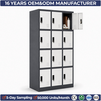 Armoire de rangement métallique à 12 compartiments, gain de place, robuste, en acier, pour salle du personnel scolaire, directement du fabricant