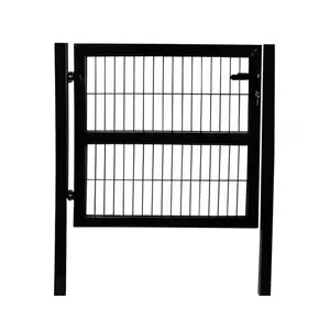 Factory Supply Iron Gate for House Garden 3D Model Galvanized Hot Dip Powder Coated Steel Frame with 2.5mm Wire Fence Trellis