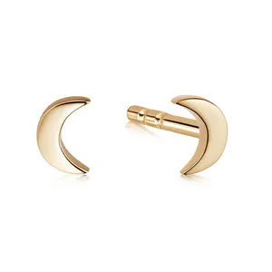 Minimalist 925 sterling silver 18k gold vermeil crescent piercing moon stud earring for women