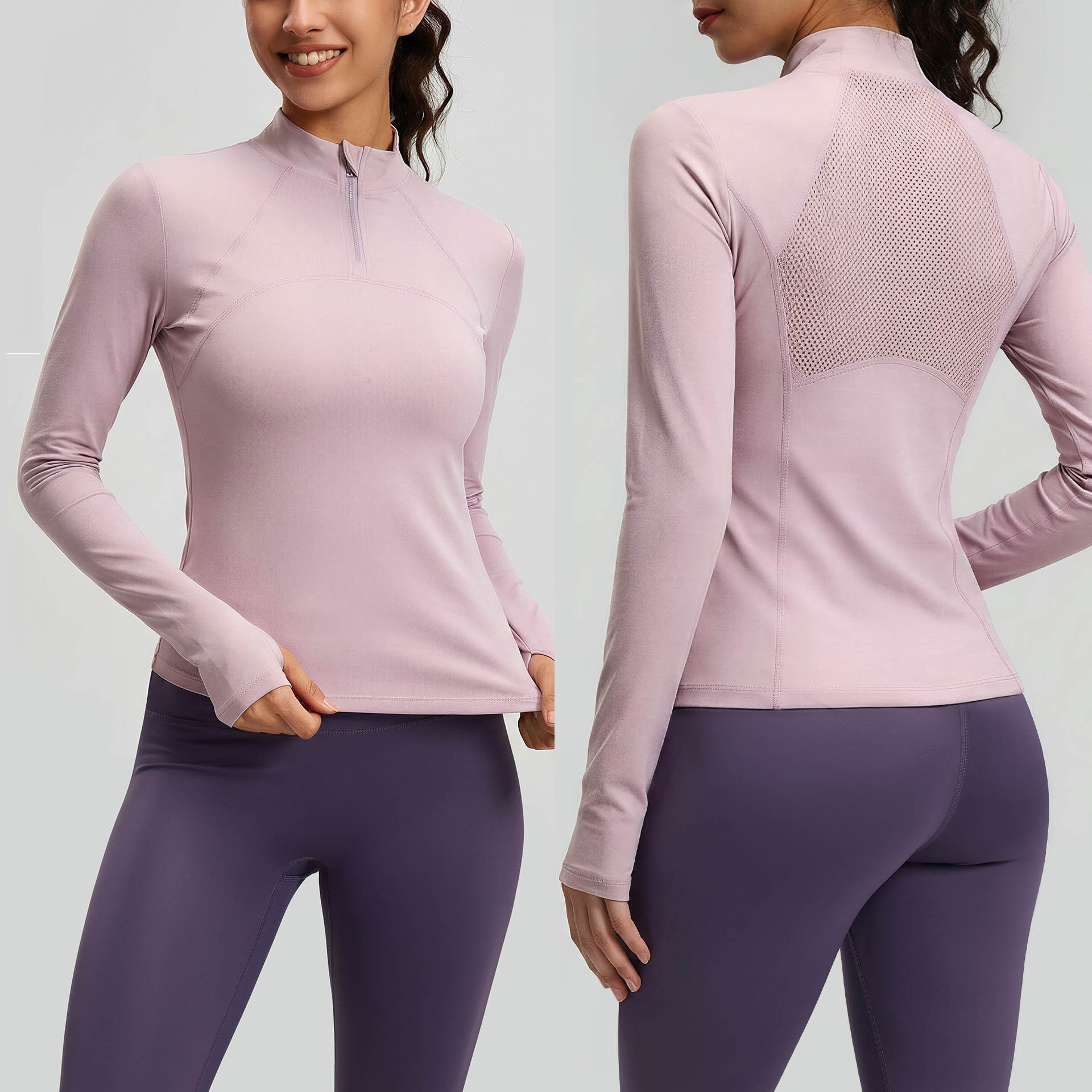 New Slim Fit Breathable Spandex/Polyester Sports Yoga Long Sleeve Women's Autumn Running Fitness Top