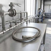 Tuyau flexible métallique haute pression SS316 200-300 bars avec raccords NPT VCR TF pour transfert de gaz (oxygène, argon, CO2)