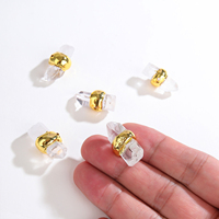 Connecteur à 2 trous en quartz clair plaqué or électroformé pour la fabrication de bijoux DIY