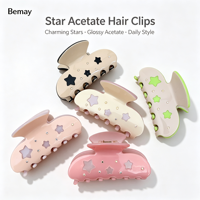 Pince à cheveux en acétate étoilé de 8 cm de haute qualité Bemay, très vendue, pour femme, douce et polyvalente, pour tresses et chignons, pince requin