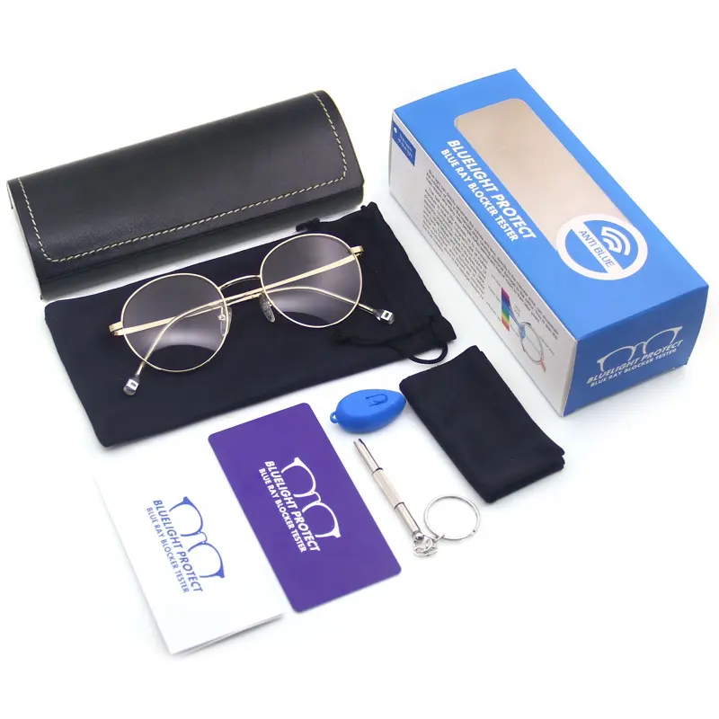 Popular Round Metal Glasses Anti Blue Light Flexible Computer Eyeglasses Protect Eye Anti Reflection