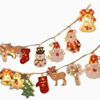 Guirlandes lumineuses LED de Noël transfrontalières pour l'extérieur, décoration d'arbre de Noël, ambiance festive, thème Père Noël, IP44, alimentation par piles/solaire/USB