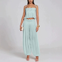 Nouvel ensemble deux pièces en mousseline de soie style bohème 2026 pour femme – Camisole sexy en dentelle couleur unie pour l'été et la plage