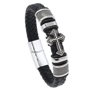 Op Maat Gemaakte Gepersonaliseerde Vintage Meerlaags Lederen Armband Vrede Label Heren Magnetische Gesp Gedenkteken Sieraden Armband