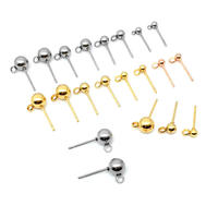 Clous d'oreilles en acier inoxydable plaqué or 18 carats PVD, étanches, avec boucle, pour la fabrication de bijoux DIY