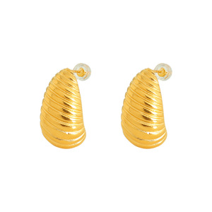 European American Fashion Gold Plated Irregular Spiral <b>Stud</b> Earrings Women <b>Titanium</b> Steel Earrings - Product Image 5