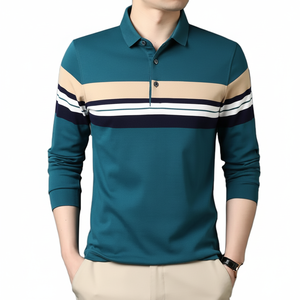 เสื้อกอล์ฟแขนยาวกันยับสำหรับผู้ชายเสื้อกอล์ฟผ้าฝ้ายไซส์ใหญ่100% แบบกำหนดเอง - Product Image 1