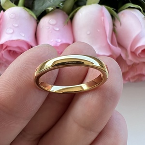 쿨스타일 3mm 텅스텐 골드 도금 레이어드 패션 웨딩 밴드 반지 - Product Image 4