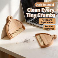 Ensemble balayette et pelle à poussière compactes en bois, mini balayette à main pour le nettoyage du bureau et de la cuisine