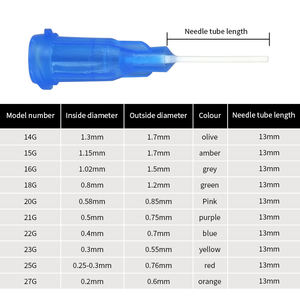 เข็มฉีดยาปลายแหลมสีฟ้า22ก. อุปกรณ์เครื่องมือโลหะ PP-13-22G ครึ่งนิ้วสำหรับกลึงเครื่องจักร - Product Image 3