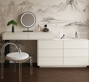 Mesa <span class=keywords><strong>de</strong></span> Maquillaje Moderna <span class=keywords><strong>con</strong></span> <span class=keywords><strong>Espejo</strong></span> LED Iluminado, Unidad <span class=keywords><strong>de</strong></span> Almacenamiento y Taburete, Muebles Duraderos para Dormitorio - Product Image 1